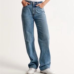 Abercrombie & Fitch Light Blue High-Rise Wide Leg Jeans